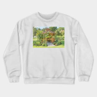 Garden Gazebo and Flowers in Summer Crewneck Sweatshirt